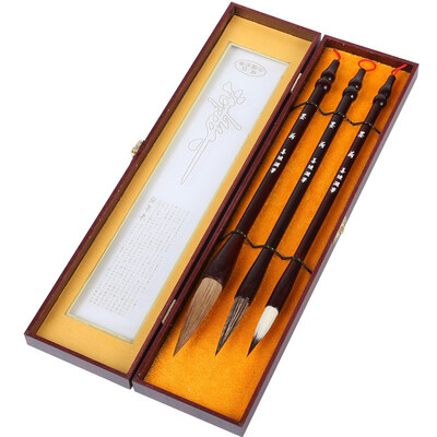 

Shaosi culture Shanlian Lake pen fine wolf cents three-piece high-grade Wenfangsibao students calligraphy supplies brush gift set