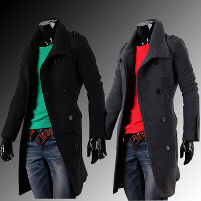 

2017 fashion new autumn and winter men in the long section of woolen coat