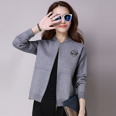 

A long morning 2017 Korean version of the simple Slim thin sweater jacket long sleeve short section sweater cardigan female S64Z0158 gray all