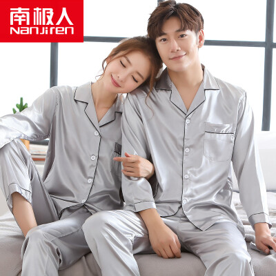 

Antarctic pajamas home service women spinning young long sleeves pajamas women Korean couples pajamas mens clothing suits women silver gray