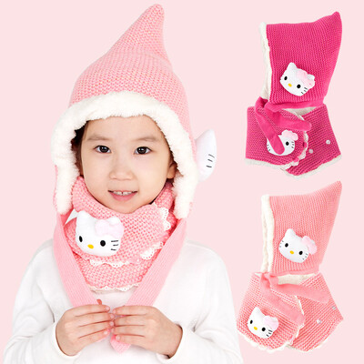 

HELLO KITTY Hello Kitty Hat Scarf Two-Piece Women&39s Winter Set Gift Set Two-piece Kit SKCM00031-2 Pink