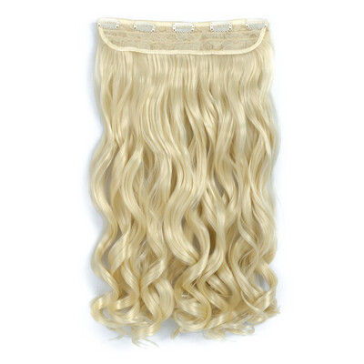 

20 "Curly Wave 3/4 Full Head One Piece 5clips Зажим на синтетических волосах Высокие температуры Волосы Волосы Pieces Волнистые волосы