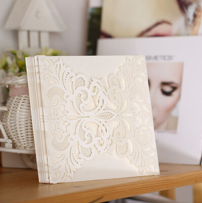 

20Pcs Wedding Party Invitation Card Romantic Decorative Cards Envelope Delicate Carved Pattern Wedding Invitations Party Supply