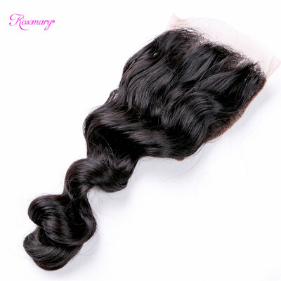 

8A Malaysian lace closure Malaysian loose wave Free parted Swiss Lace top closure 1pclot 4x4 Malaysian virgin hair Human hair