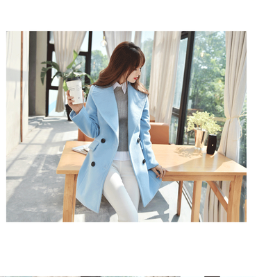 

2017 new long-sleeved long-sleeved thin hair coat jacket women's woolen coat