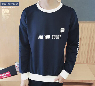 

Autumn men's sweater round neck collar youth trend Korean high school students Slim long sleeve T shirt boys jacket