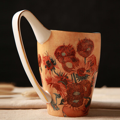

Jingdong supermarket] according to empire EDO painted ceramic cups large capacity mug personality creative bone porcelain cup TH6111 sunflower