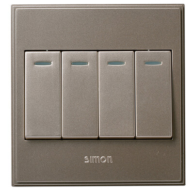 

Simon Electric (simon) V51041BY-02 four open single control 56C series 86 with fluorescent lined switch socket (bright champagne)