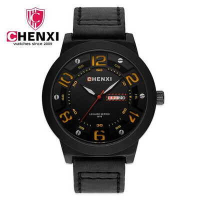 

CHENXI Sports Watches Men Waterproof Leather Strap Quartz Wrist Wristwatch Military Unique Calendar Clock