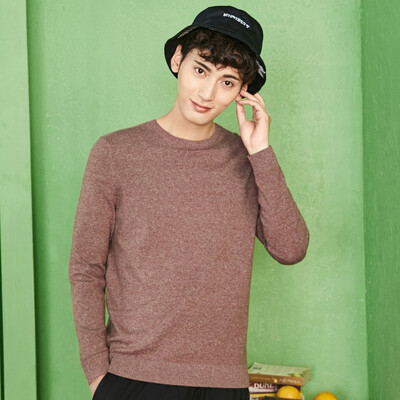 

Semir sweater male 2017 autumn round neck sweater black men's bottoming shirt Korean students line shirt tide 19057071402 orange red XL