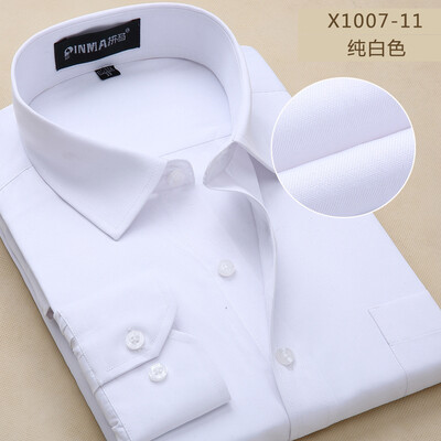

Men Long Sleeve Shirt White Collar Fashion Profession Solid Color Spring Autumn
