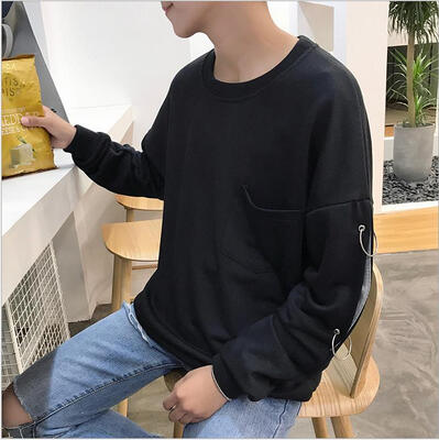 

2017 autumn new iron ring long-sleeved sweater men Korean version of the trend of students loose half-sleeved red wild sweater men
