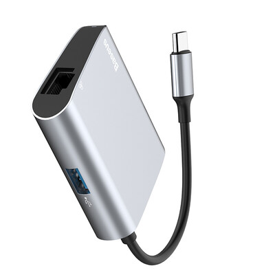 

Baseus Fast access to 100M cable network card RJ45 external network port converter Apple Mac laptop desktop computer with HUB hub deep gray