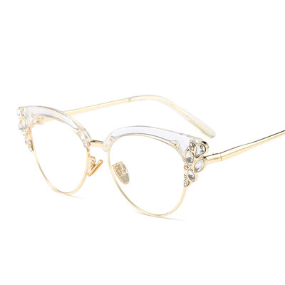 

Peekaboo rhinestone cat eye glasses frames for women brand designers 2018 luxury sexy eyeglasses cat eye black