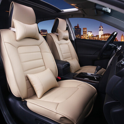 

Antarctic nanJiren leather car seat four seasons universal car seat cover five four seasons universal cushion with headrest lumbar pillow luxury suit warm rice