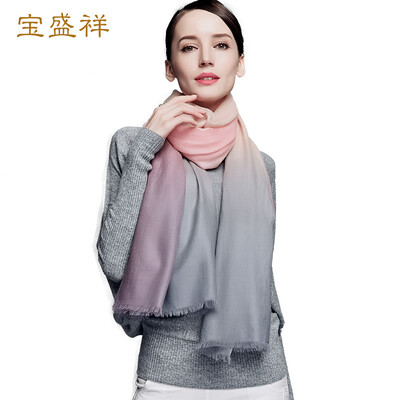 

Bao Shengxiang 200 cashmere scarves lady autumn&winter gradient shawl warm collar red&black