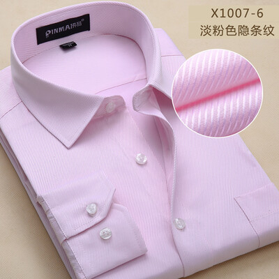 

Men Long Sleeve Shirt White Collar Fashion Profession Solid Color Spring Autumn