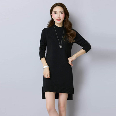

Fort Sheng 2017 new women&39s autumn Korean long-sleeved sets of knitted sweaters women solid color underwear in the long coat tide FF8917 black XL