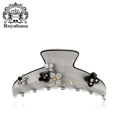 

Royal Sasa Royalsasa Hair Accessories Hair Snapping Grips Flowers Acrylic Crystal Grey