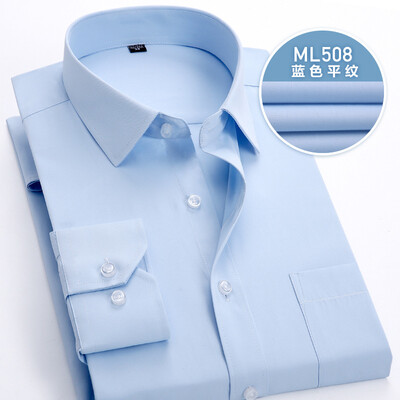

Business Men Long Sleeve Shirt Spring Autumn Solid Color Silm Fit