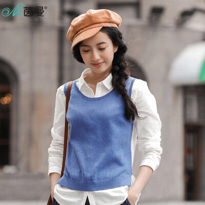 

Yan Man INMAN 2017 autumn new shirt vest two-piece suit literary shirt shirt female 1873011146 light beige