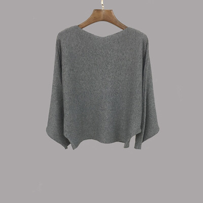 

2017 autumn and winter new bat sleeves knitting stopper loose collar collar shirt