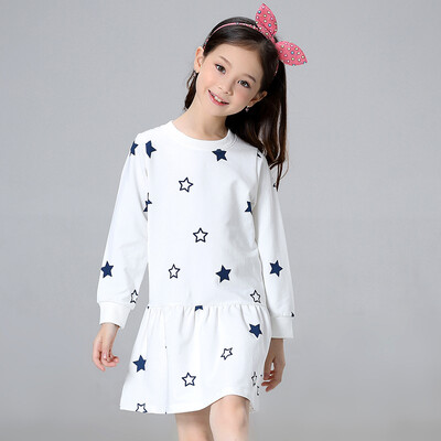 

Xin Song girl dress dress children's dress princess children's clothing baby dress in the big child Korean skirt white star J050A1 110