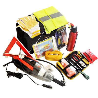 

Chopper emergency rescue fire extinguisher set 20 piece kit two in one vacuum cleaner fire extinguisher safety hammer battery line tow rope electric pen tire pressure pen etc