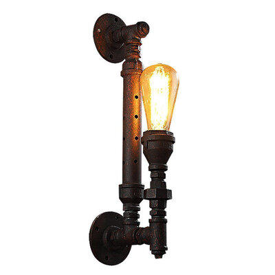 

BOKT Minimalist 1-light Industrial Steampunk Water Pipe Porch Wall Lamp Vintage Rustic Metal Wall Sconces Painted Finish Rust