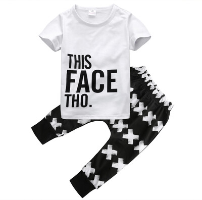 

children small summer clothes top + cross suit outfit set age 0 - 5y