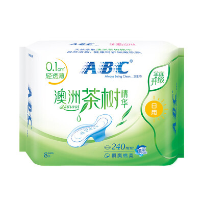 

ABC tea tree series light through thin net feeling cotton soft surface thin daily sanitary napkin 240mm * 8 piece (Australian tea tree essence) old and new packaging random hair