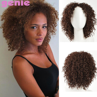 

Pixie Cut Afro Kinky Curly Short Synthetic Wigs With Bangs For Black Women Naturally Brown Color African American Hair