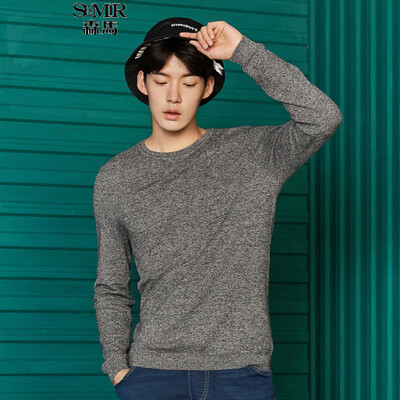 

Semir sweater male 2017 autumn round neck student sweater men Korean version of the wild line shirt tide bottoming shirt 14316071026 black and white tone M