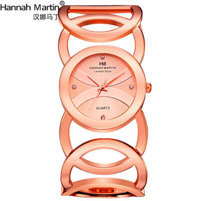 

HANNAH MARTIN Luxury Brand Magic Rose Gold Bracelet Watch Full Stainless Steel Women Fashion OL Ladies Commercial Watches