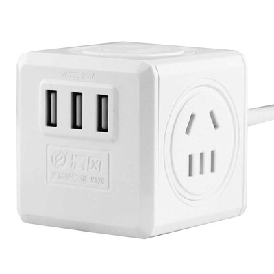 

Бриз (kyfen) QF-M12C интеллектуальное гнездо куб молнии Strip три USB штекер преобразователь питания преобразователя белый 1,8 м