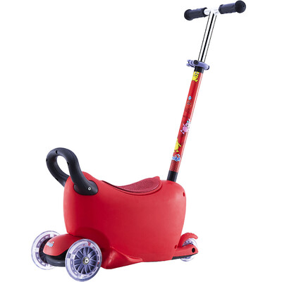 

LUCKY MULTI-FUNCTION TOY CAR Children's Scooter Cart Scooter Baby Walker Trinity Red (Send stickers) LB1502