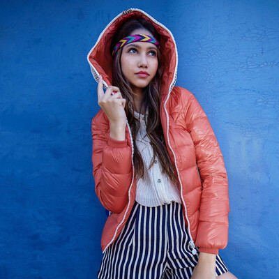 

Snow fly autumn&winter women stitching short section of thin casual Slim down jacket X1401030 hot pink 107J 160