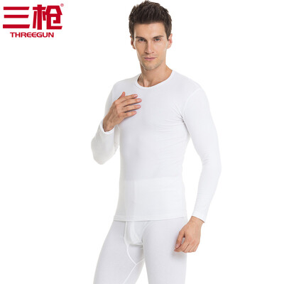 

Three gun cotton Lycra men&women thermal underwear set Shu skin soft cotton Lycra round neck Slim men&women Qiuyi Qiukuo sets Mens special white 3XL