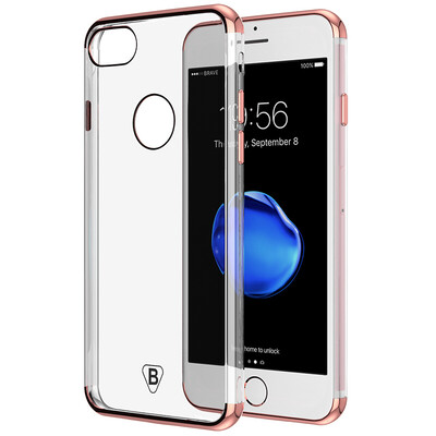 

BIAZE Apple 78 phone shell iPhone7 8 protective cover plating TPU all-inclusive anti-drop transparent soft shell crystal color series JK115-rose gold