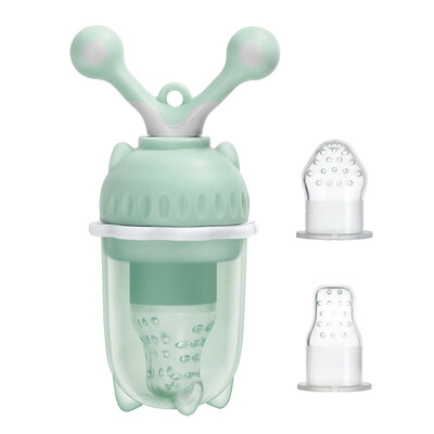 

Almighty mother supermama bite music set baby fruit&vegetable food supplement trainer push type fruit bite bag food molar stick green