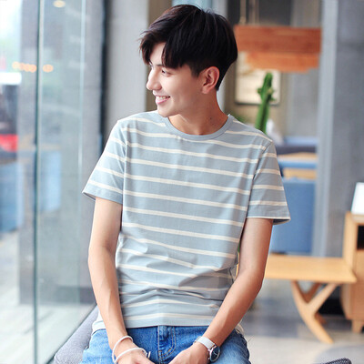 

The new fashion men's 2017 summer new striped men's T-shirt men's cotton short-sleeved T-shirt