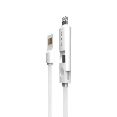 

Locks (ROCK) Apple / Andrews phone two-in-one noodle data cable charging cable for iPhone7plus / 6s / millet Samsung Huawei 1 meter white