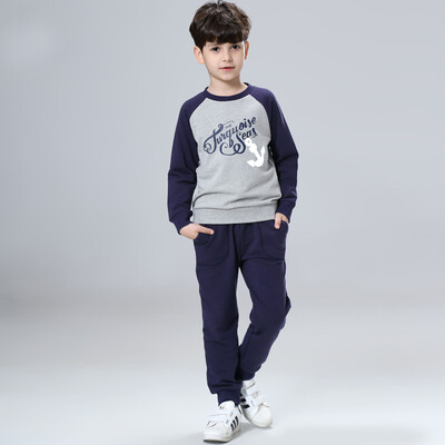 

Xin Song boy suit printing sweater sports trousers two sets of gray possession of blue J061AB 120