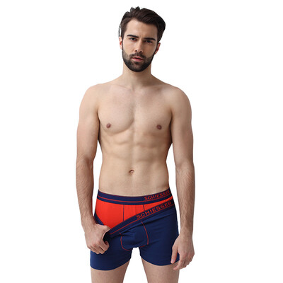 

Schiesser mens underwear boxer pants Shumei cotton breathable waist pure color 2 pieces E513637T sapphire blue orange 7821