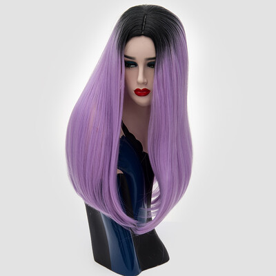 

JUNSI Grey Red Pink Ombre Wig Синтетические парики для черных женщин Длинные прямые ложные волосы