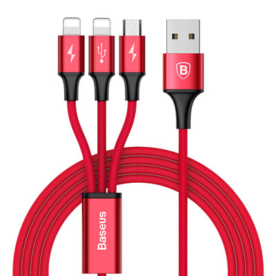 

Baseus Cable for charging&data transfer LightningMicro USBType-C 3-in-1 red