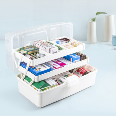 

Vilscijon Victoria plastic storage box home medicine box multi-function first aid box sealed multi-layer pill box white medium 6616