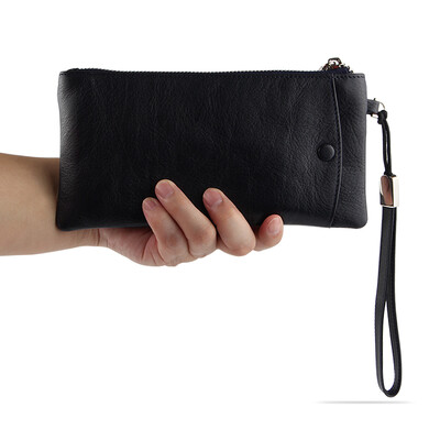 

AJIUYU Wallet Genuine Leather wallets Cowhide Zipper Lady Card Holder mens money bag Purse Mobile For iPhone 6 6s 7 Plus Case