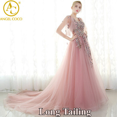 

Luxury Rhinestone Dubai Abiye Long Evening Dress 2017 Blush Crystal Beaded Pearl Sheer Prom Gown Robe De Soiree Abendkleider