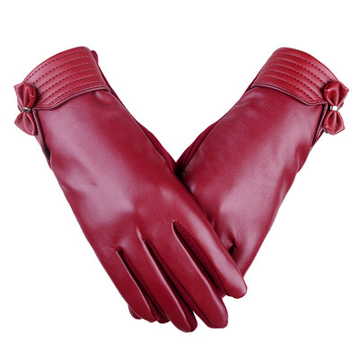 

Ladies touch screen bowknot cute no down velvet mouth open bike line autumn and winter plus cashmere lady gloves